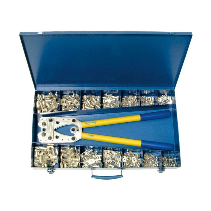 Coffret métallique assortiment 320 cosses cuivre tubulaires à sertir avec outil
