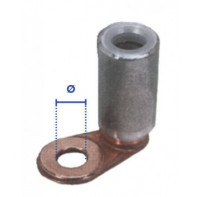 Cosse bi-métal alu/cuivre fût long à sertir équerre